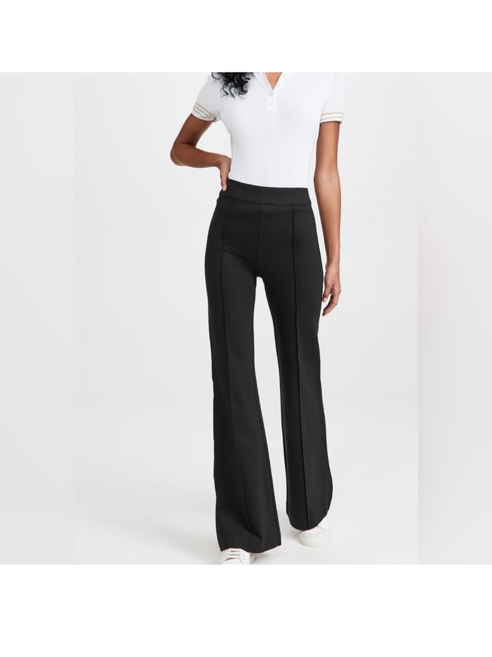 Spanx High Waisted Casual Black Flare Pants/Trousers Size Medium Tall